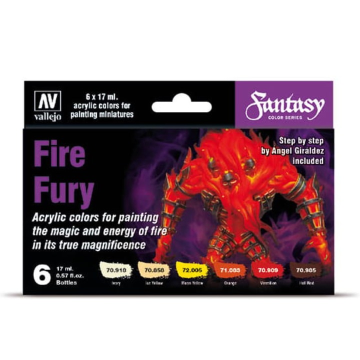 6 db-os akrilfesték készlet Vallejo 70.243 Fire Fury, 17 ml, Multicolor