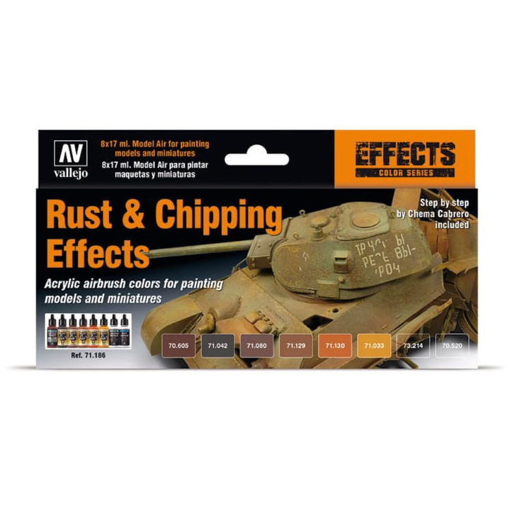 8 db-os akrilfesték készlet Vallejo 71.186 Rust & Chipping Effects, 17 ml, Multicolor