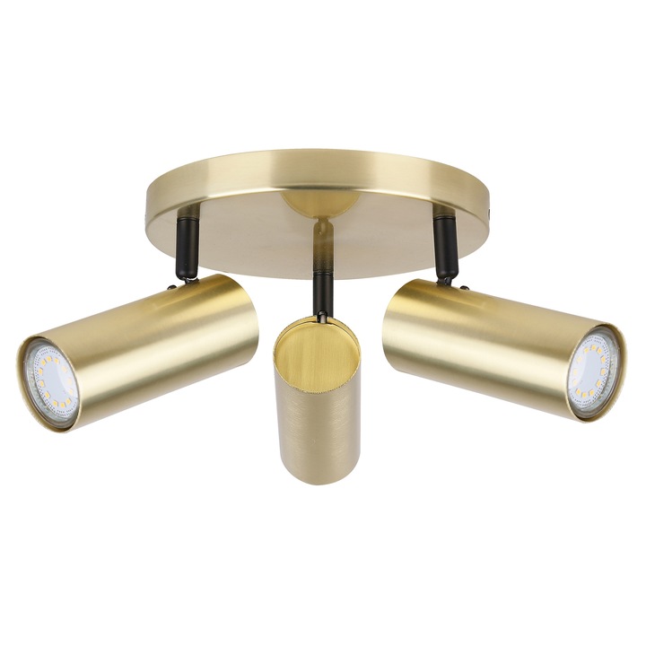 Colly плафониер, стомана, GU10, 3x15W, 16x37x37cm, злато