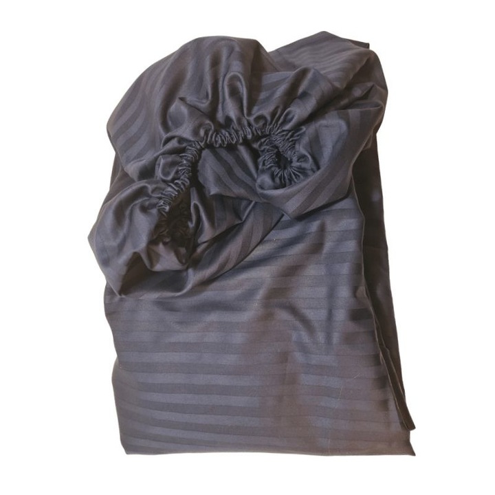 Cearceaf de pat cu elastic ARIALE, damasc satinat, 160 X 200, Bleumarin