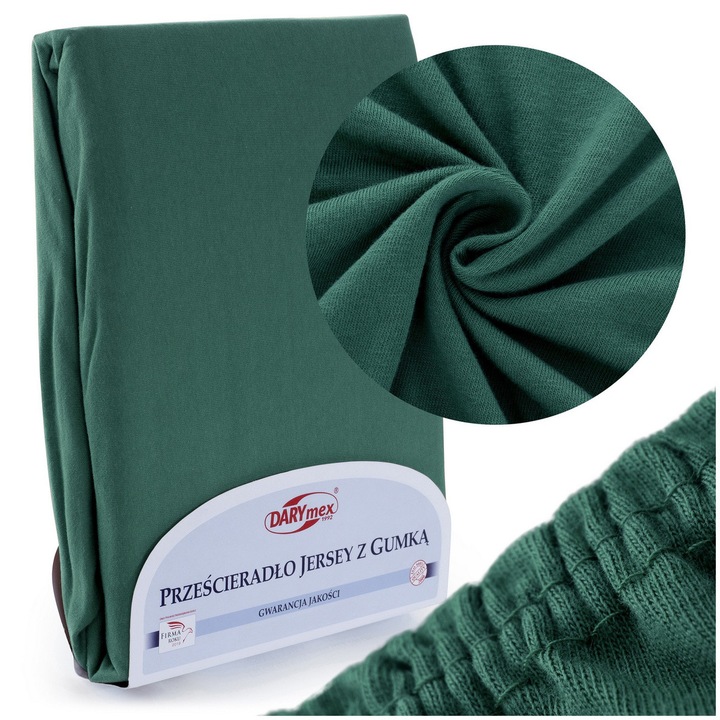 Cearceaf cu elastic, Darymex, Jerseu, 120x200 cm, Verde inchis