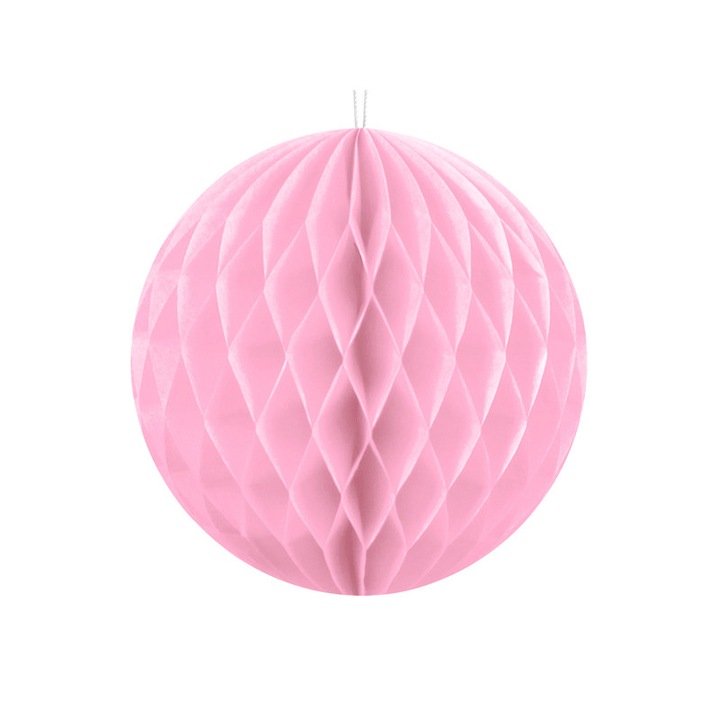 Díszgömb, Méhsejt, Világos rózsaszín, 10 cm