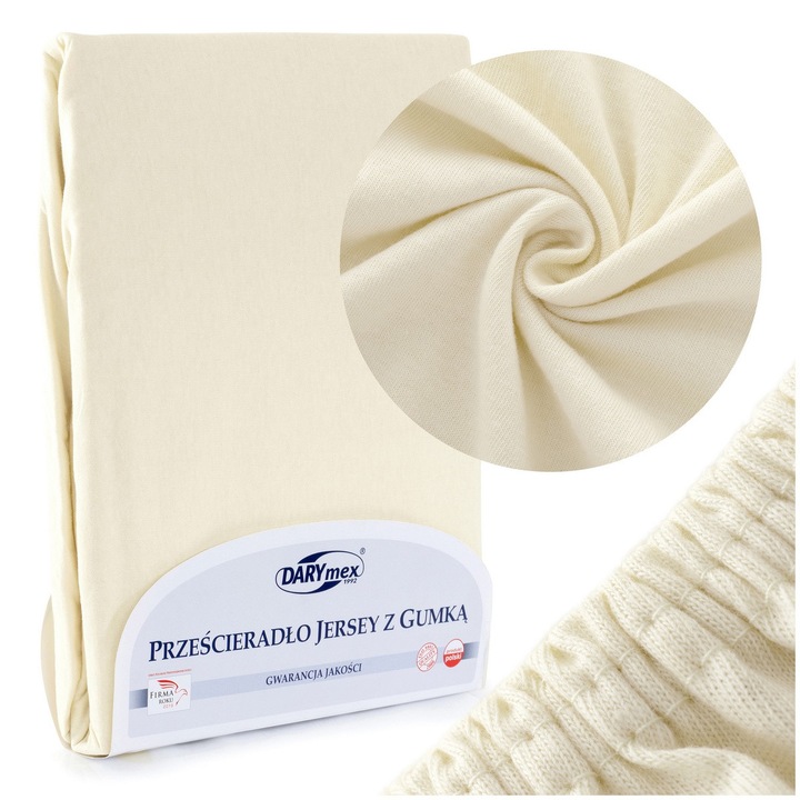 Cearsaf cu elastic, Darymex, Jerseu, 160x200 cm, Crem