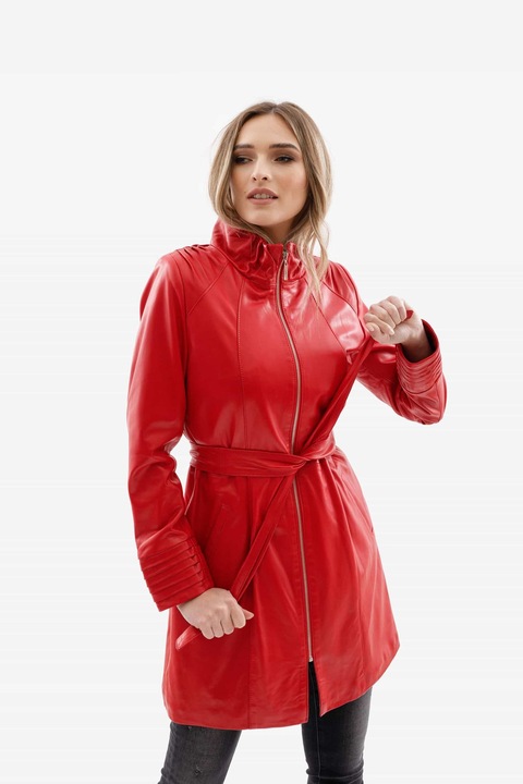 Természetes bőr kabát, Gerali, Paloma modell, Piros