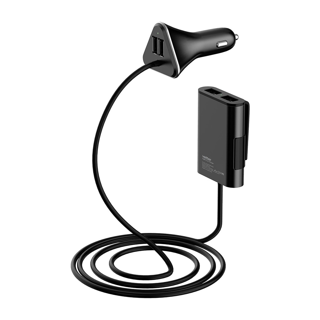 Incarcator auto Vetter iSplit Smart Car Charger, 9.6A, 4 x USB, Negru