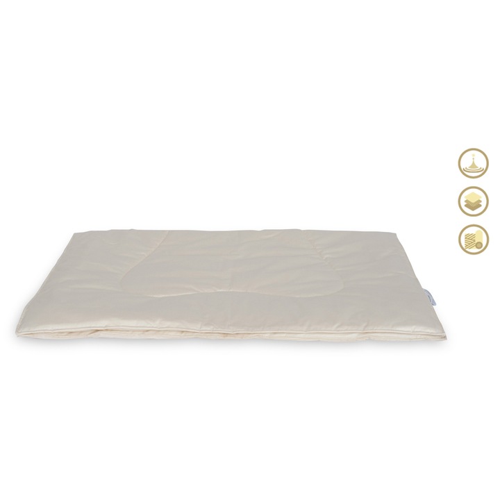 Pilota Confort Lana pentru bebelusi, 100 X 140 cm, umplutura LANA MERINOS si invelis Bumbac ORGANIC