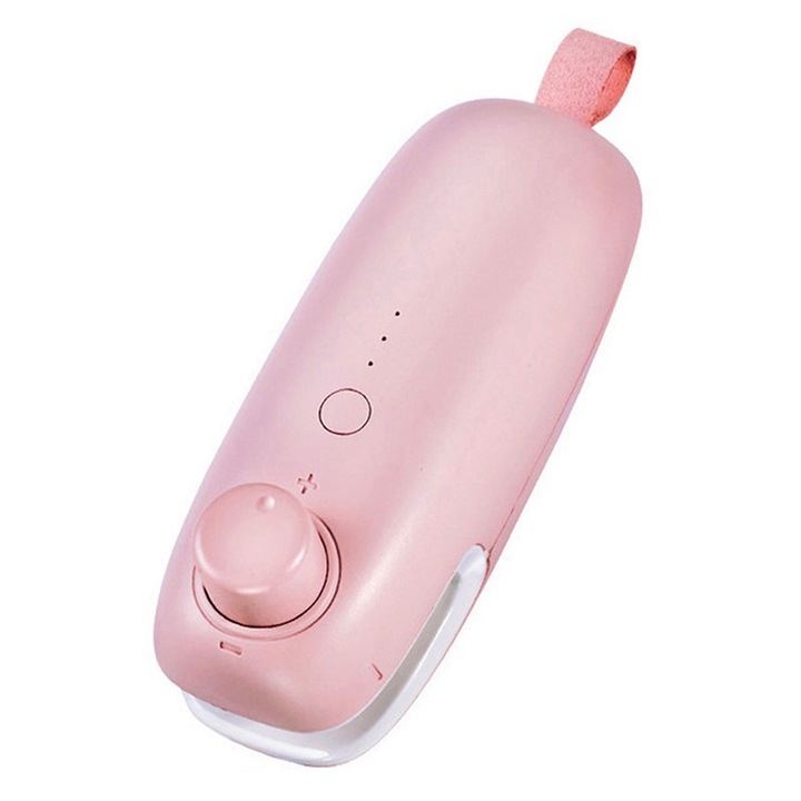 Mini Aparat de Sigilat Pungi cu Cutter si Magnet, Sofia CONCEPT®, 3 Moduri de sigilare, Cutter integrat, Usb,1500 Mah, Pink