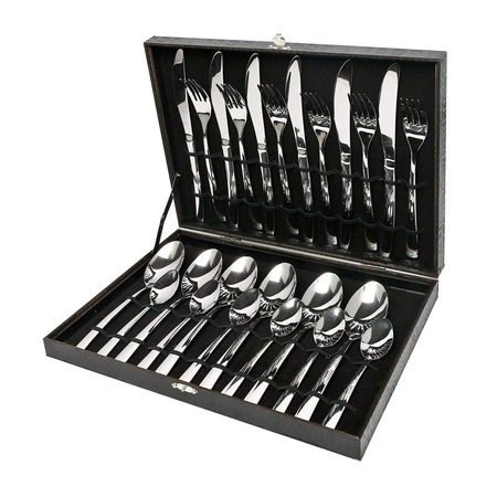 Set de tacamuri de lux din argint, 24 de piese, Elegant Life, Pentru 6 persoane, Set de familie, De lux