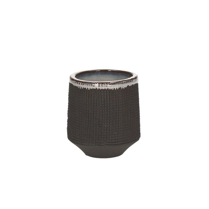 Ghiveci de flori Tendo, Fara farfurie, Uni, Ceramica, Negru