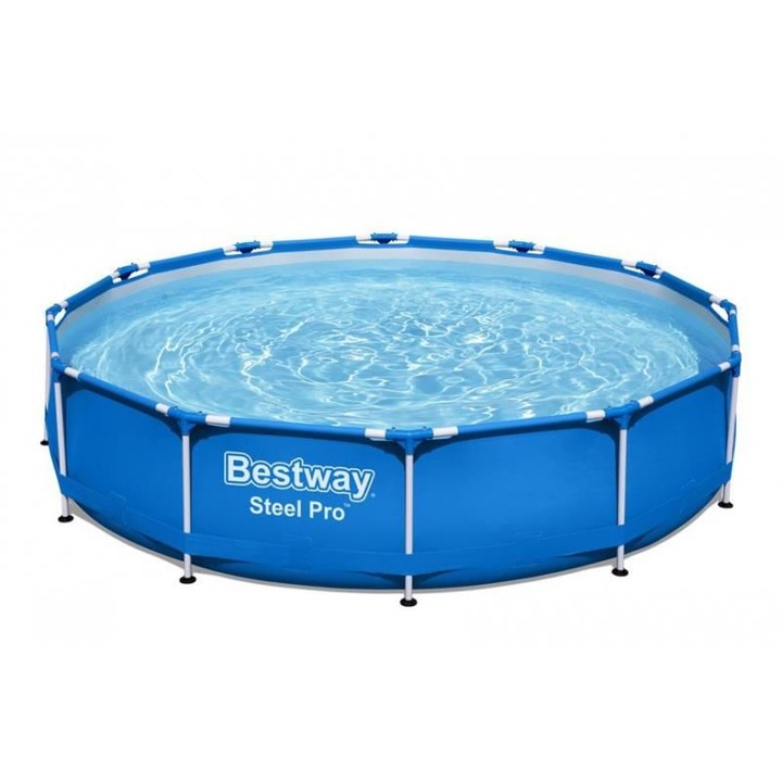 Басейн Bestway Steel Pro, Плувен, Метална конструкция, Кръгъл, Син, 366x76 см