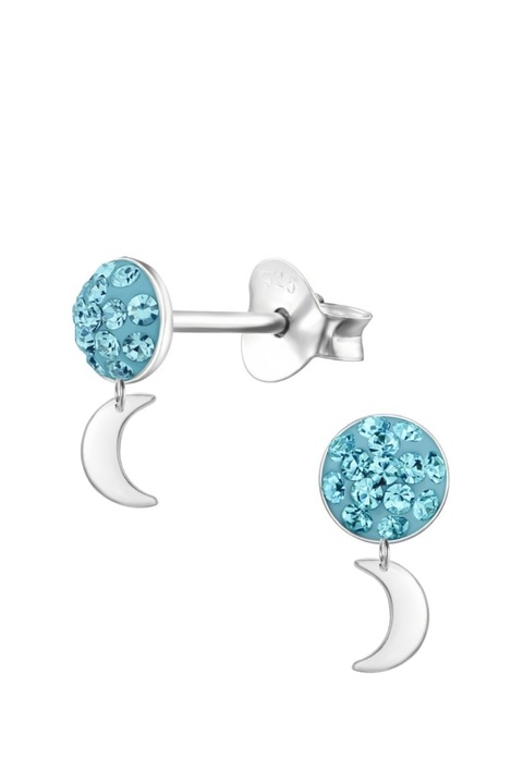 Cercei din argint 925 Shinny Cristals cu pietre bleu de zirconiu de 4 mm si cheita din argint