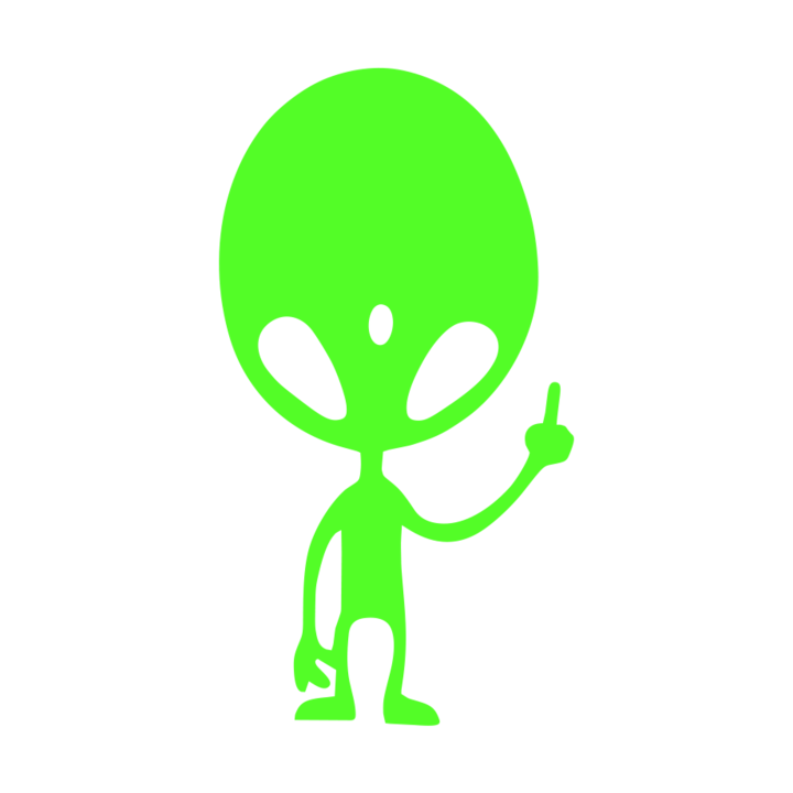 Sticker decorativ pentru intrerupator Alien,10 cm, verde