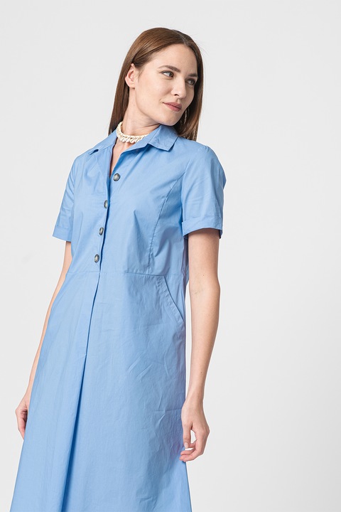 ELENA MIRÒ, Bővülő fazonú midiruha klasszikus gallérral, Levendulakék, M-L