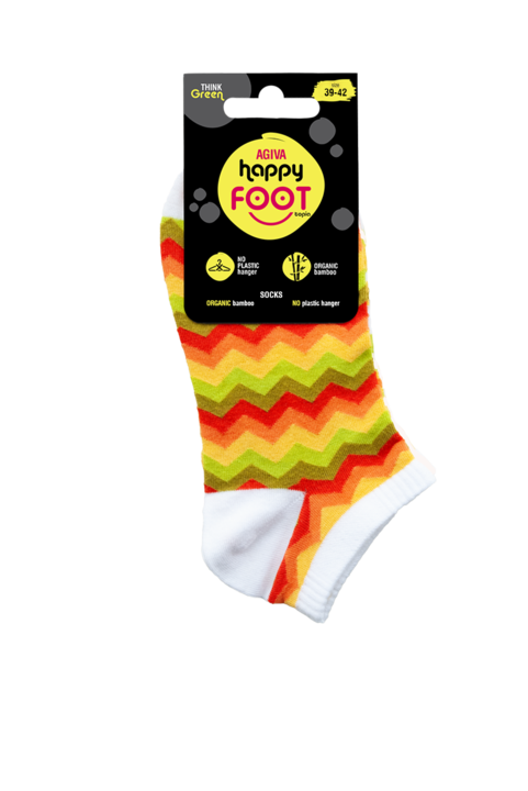 Дамски чорапи за Дамски чорапи за маратонки Agiva Happy Foottopia, От бамбук, С графичен дизайн,маратонки Agiva Happy Foottopia, От бамбук, С графичен дизайн,, Жълт/Черен