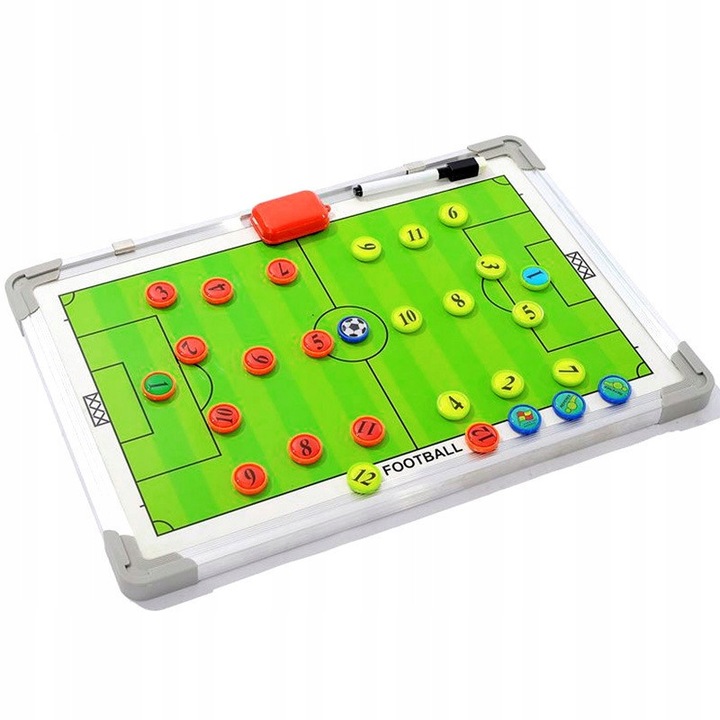 Set De Tabla Tactica Pentru Fotbal, Korbi, 30x45 cm, Carlige Pentru Agatat Pe Perete, 2xMarker Cu Burete Pentru Stergere, Magneti Cu Numere, Constructie Usoara, Ordine Si Transparenta In Strategia Dumneavoastra, Verde