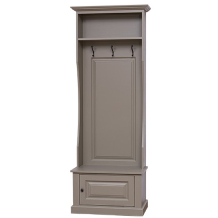 Cuier cu 1 usa, culoare gri inchis, vopsit, 100% lemn masiv, 80x40x210 cm