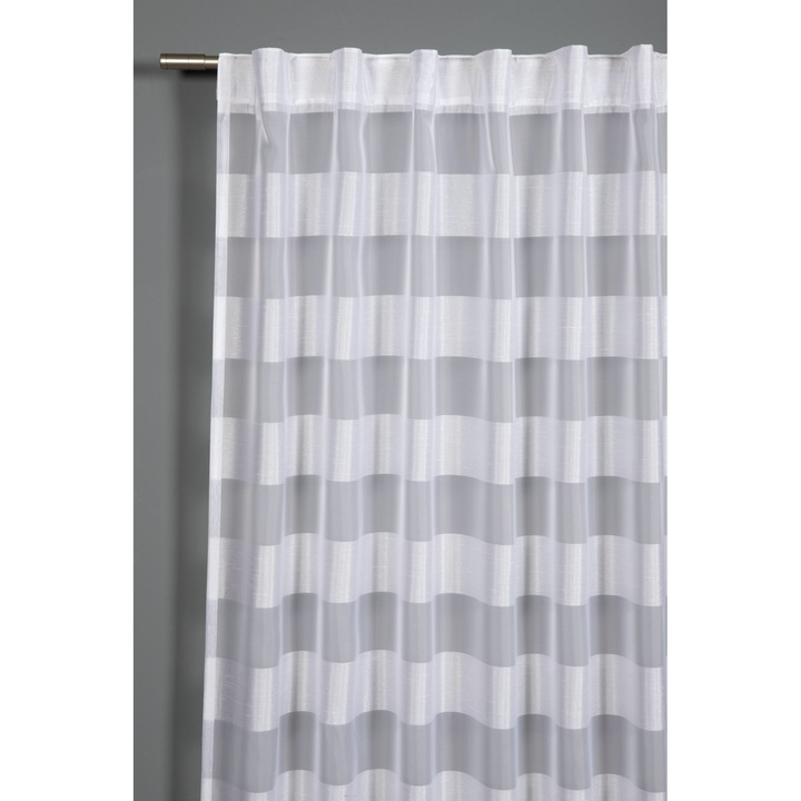 Készfüggöny 140x245cm fehér - átlátszó csíkos / 100% PL