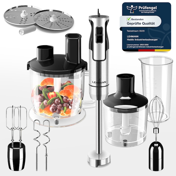 Lehmann Chopsui, Botmixer, aprító, 1200 W, 8 sebességfokozat, űrtartalom 1,5 l, Ezüst