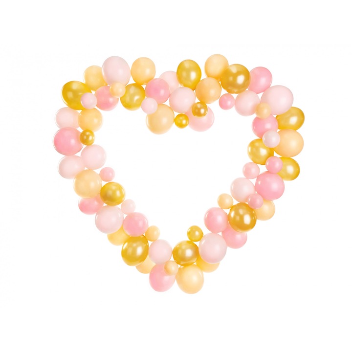 Комплект гирлянди сърца, розово злато, 68 балона, 160 см