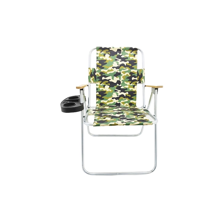 Összecsukható szék, horgász, kemping, 40x40x75 cm, fém, Camouflage