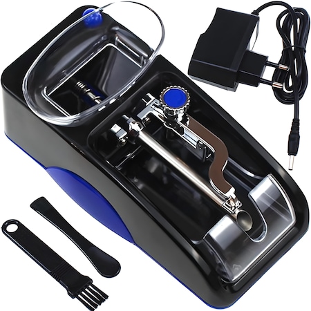 Aparat Electric Profesional de Facut Tigari, Injector de Tutun, Accesorii Incluse, Standard 8mm, Negru-Albastru-Argintiu
