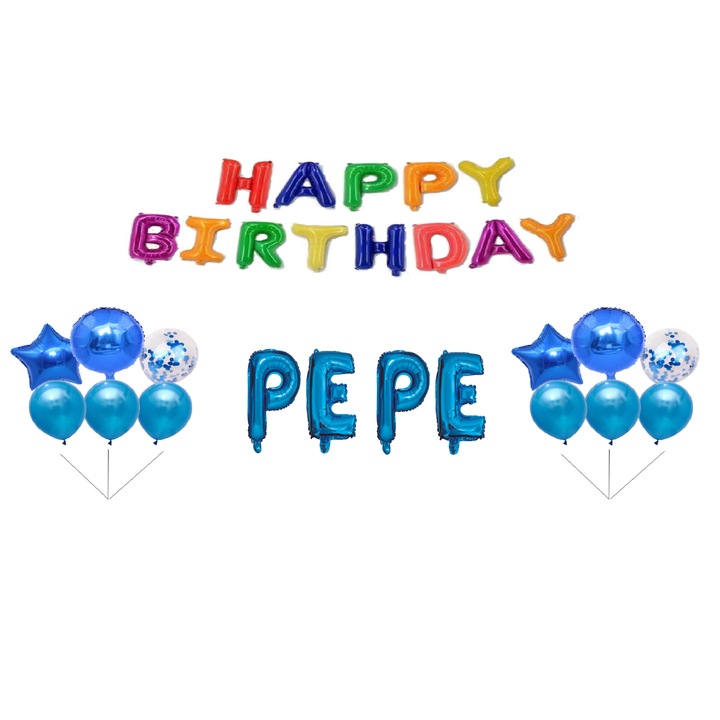 Boldog születésnapot Pepe lufi szett, tortafeltöltő, többszínű, 31 db