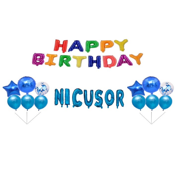 Nicusor Boldog születésnapot lufi szett, tortafeltöltő, többszínű, 31 db