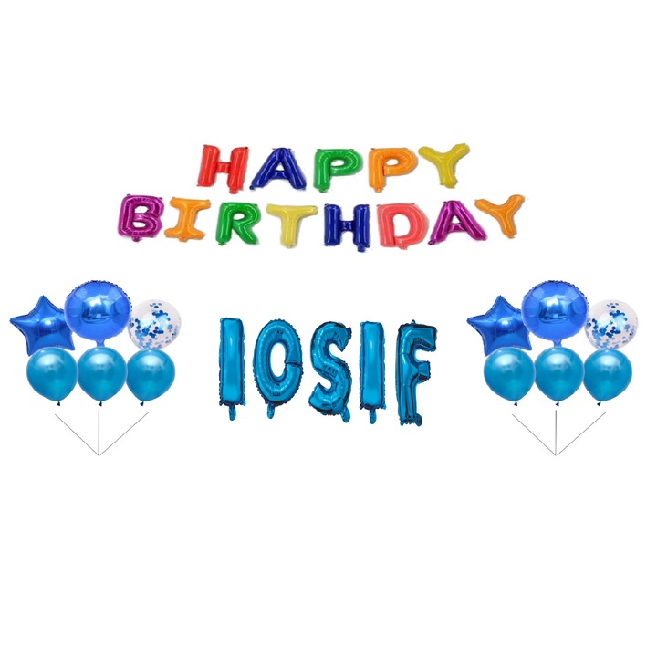 Boldog születésnapot Iosif lufi szett, tortafeltöltő, többszínű, 31 db