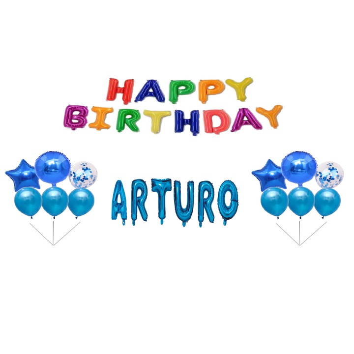 Arturo Boldog születésnapot lufi szett, tortafeltét, többszínű, 32 db