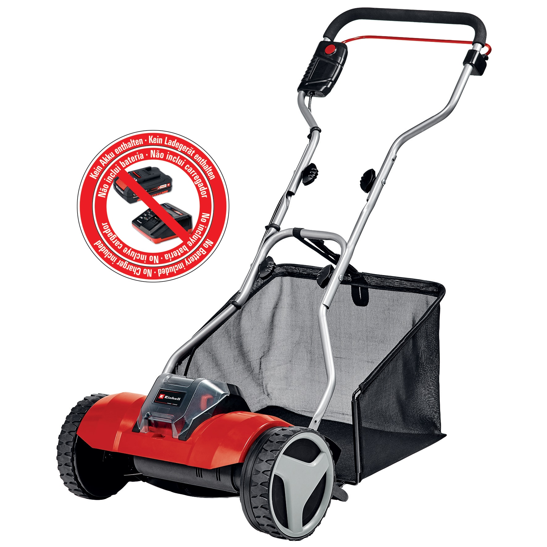Masina de tuns gazon/iarba cu tambur pe acumulator Einhell GE-HM 18/38 Li - Solo Power X-Change, 18V, latime 38 cm, 4 trepte de taiere, inaltime taiere 14 - 38 mm, tambur cu 5 lame