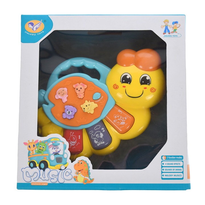 Mini orga de jucarie cu sunete si luminite, melc, multicolor - 3315346G