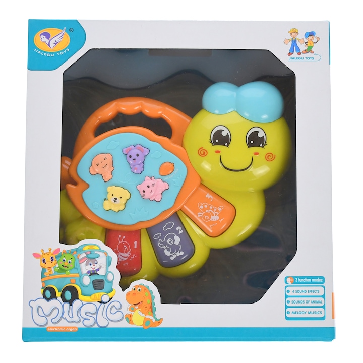 Mini orga de jucarie cu sunete si luminite, melc, multicolor - 3315346V