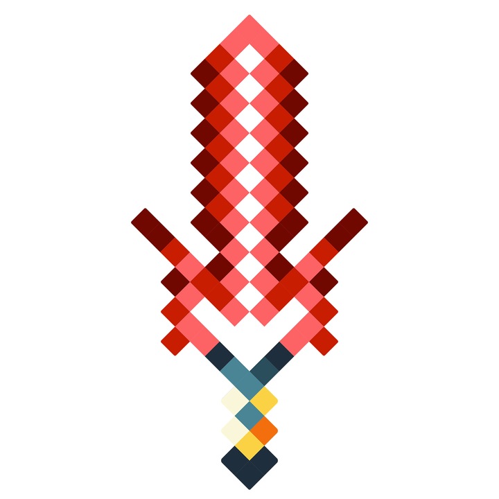 Sabie din lemn Red Hero, multicolor, 43x21 cm