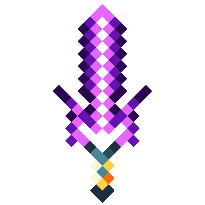 Sabie din lemn Purple Hero, multicolor, 43x21 cm