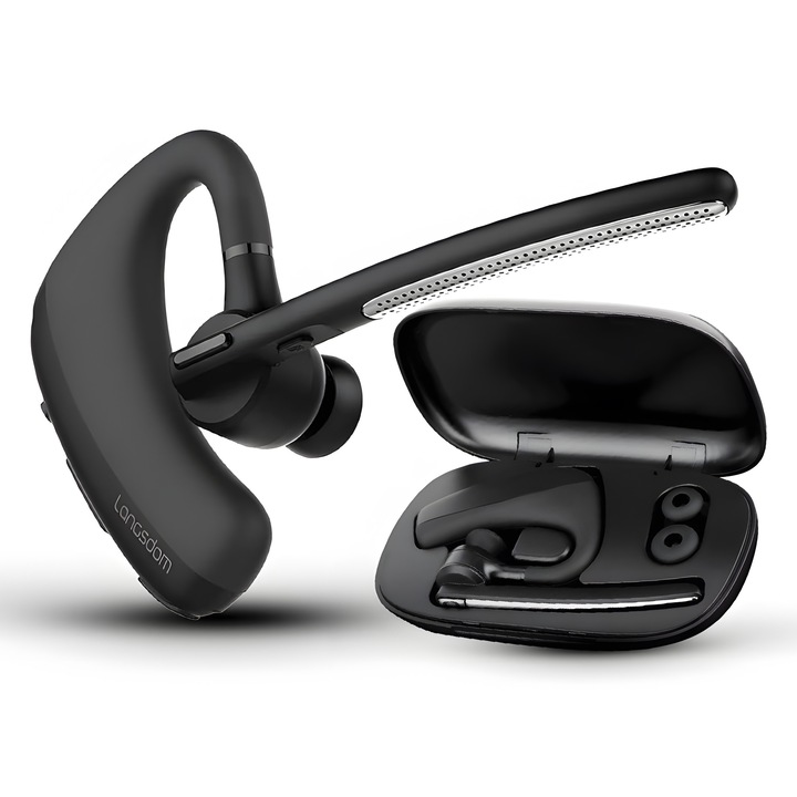 Casca Bluetooth SeveShop 5.0 N20, Wireless, cu Carcasa de Incarcare, Microfon Dual pentru Apeluri Clare, Sunet HD, Noise Cancelling, Control Tactil, Autonomie Extinsa, Compatibilitate Universala, Design Ergonomic si Elegant, Negru