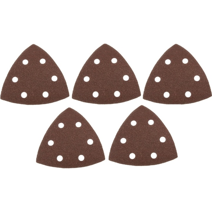 Set Disc Abraziv, Gradare 40, Număr Găuri 6, Destinație Pentru Șlefuirea Colțurilor Mai Mici De 90°, Utilizare Pentru Prelucrarea Lemnului, Materialelor Pe Bază De Lemn, Plăcilor De Particule, Construcții Și Metal, 93 x 93 mm, Maro, 5 Buc