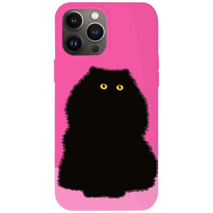 Калъф за iPhone 13 Pro Max от първокласен силикон, Черна котка, PH1069B1M725