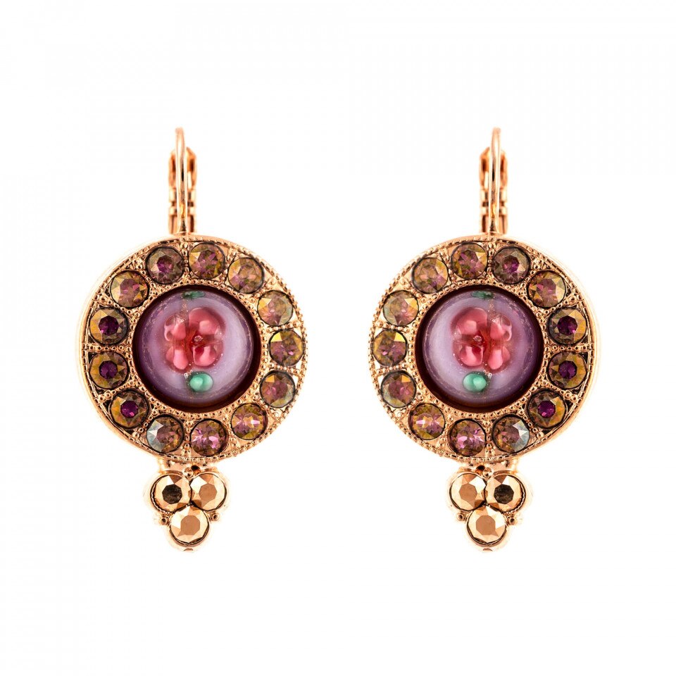 Cercei placati cu Aur roz de 24K, Cristale Swarovski, Bohemian Rhapsody by Roxannes - Mariana Jewellery, Mov 1219/1-1072RG6