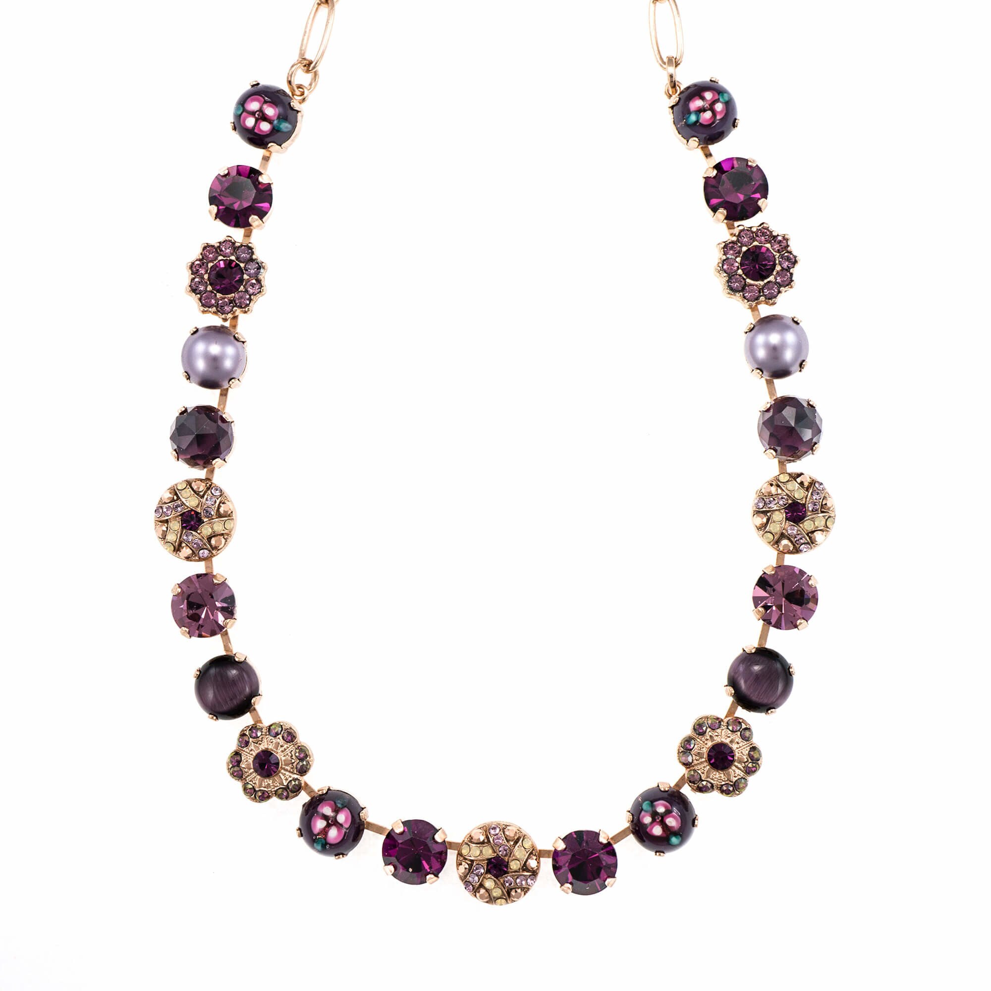 Colier placat cu Aur roz de 24K, Cristale si Pietre semipretioase, Bohemian Rhapsody by Roxannes - Mariana Jewellery, Mov 3259/1-M1072RG