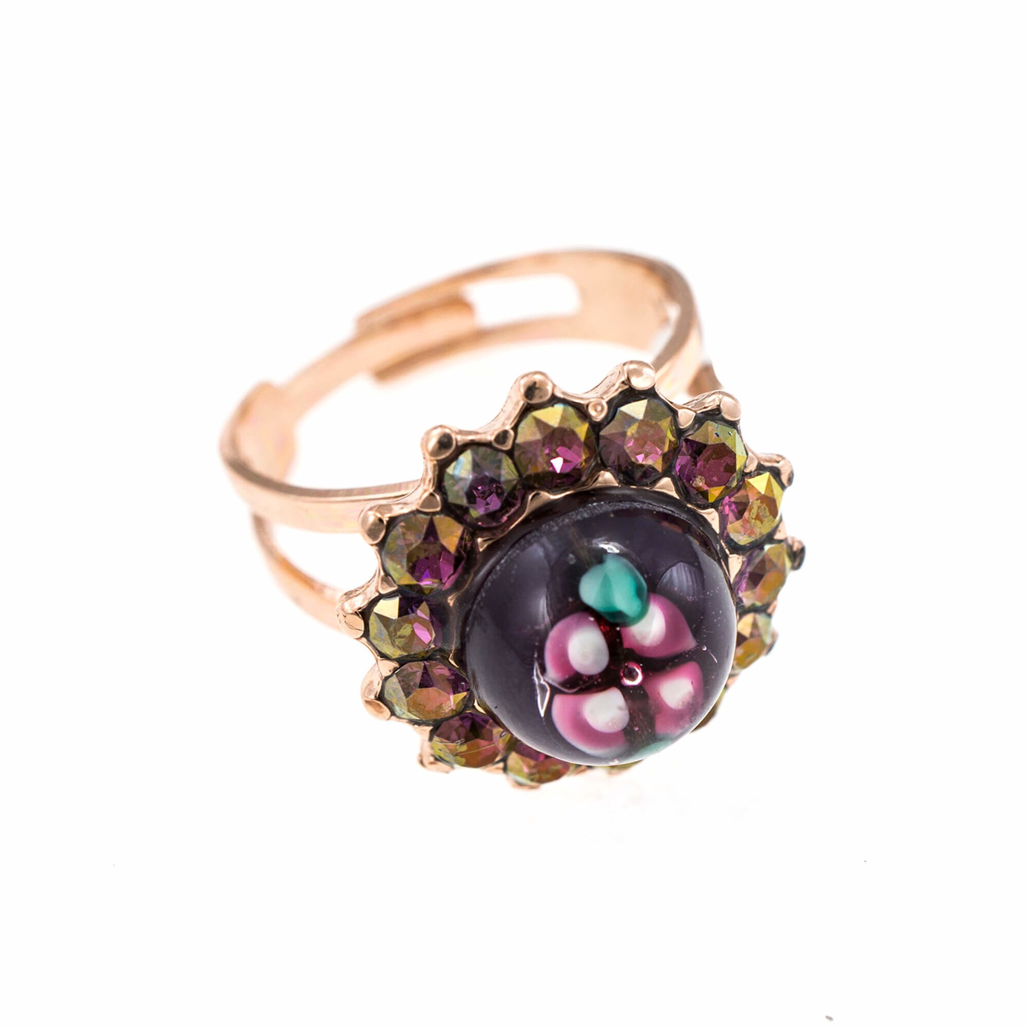 Inel placat cu Aur roz de 24K, Cristale, Bohemian Rhapsody by Roxannes - Mariana Jewellery, Mov 7023-1072RG