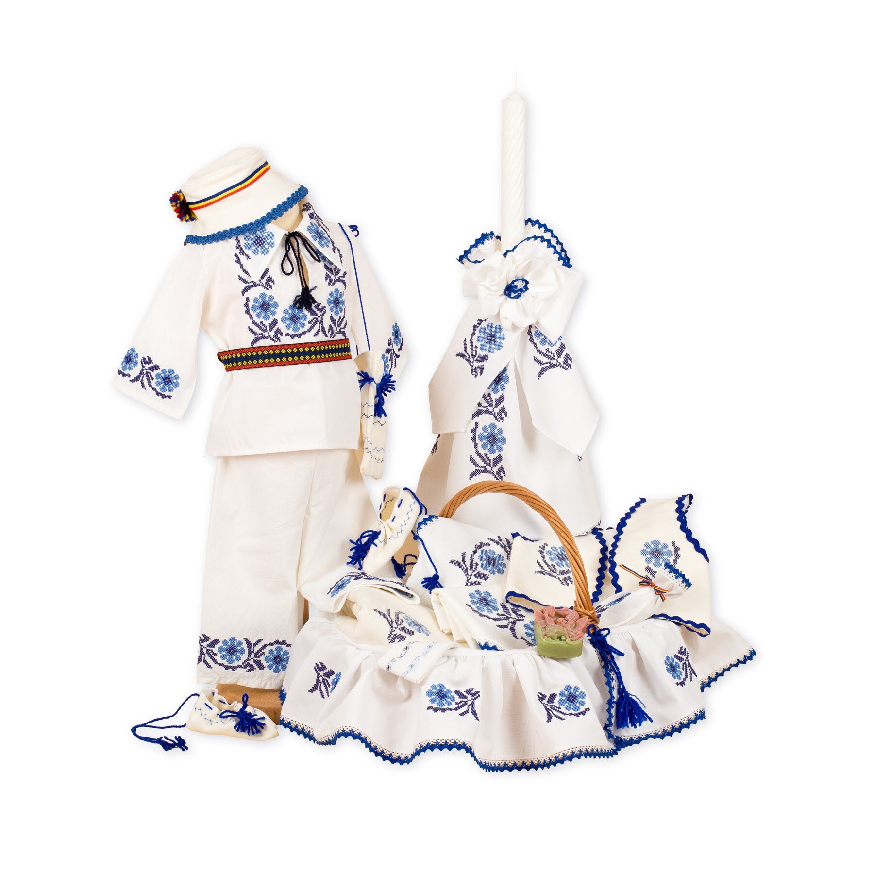 Trusou botez traditional albastru