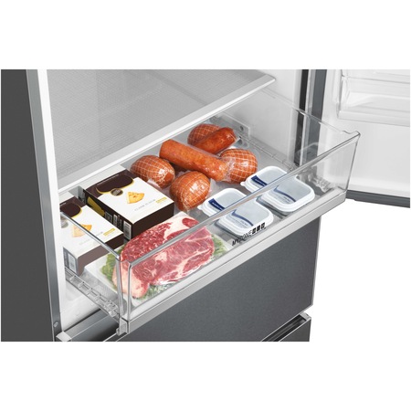Combina frigorifica Haier A3FE743CPJ, 450 l, Clasa E, Total No Frost, Compresor Inverter, MyZone, SuperFreezing, Daylight, H 190 cm, Inox