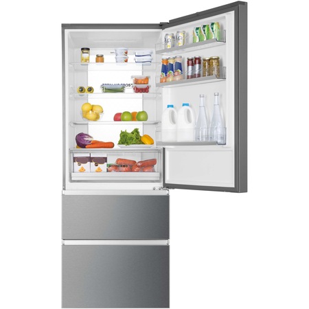 Combina frigorifica Haier A3FE743CPJ, 450 l, Clasa E, Total No Frost, Compresor Inverter, MyZone, SuperFreezing, Daylight, H 190 cm, Inox