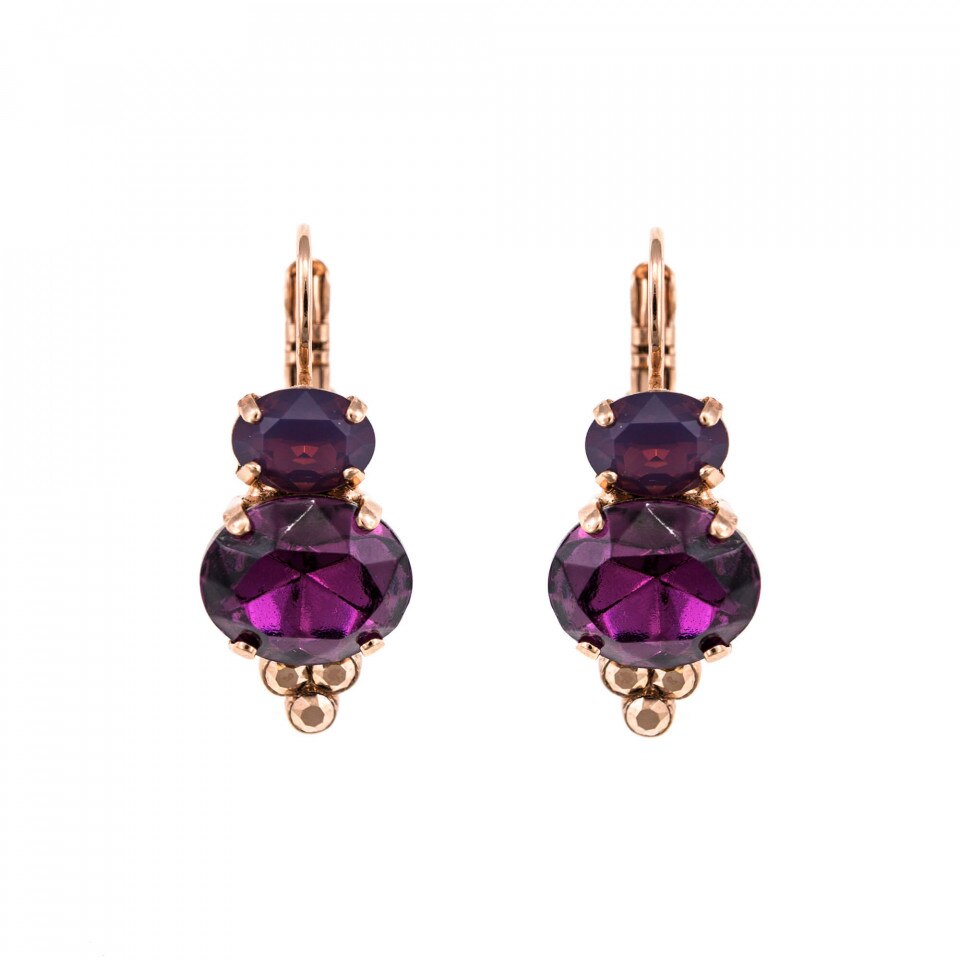 Cercei placati cu Aur roz de 24K, Cristale Swarovski, Bohemian Rhapsody by Roxannes - Mariana Jewellery, Mov 1413/3-1072RG6