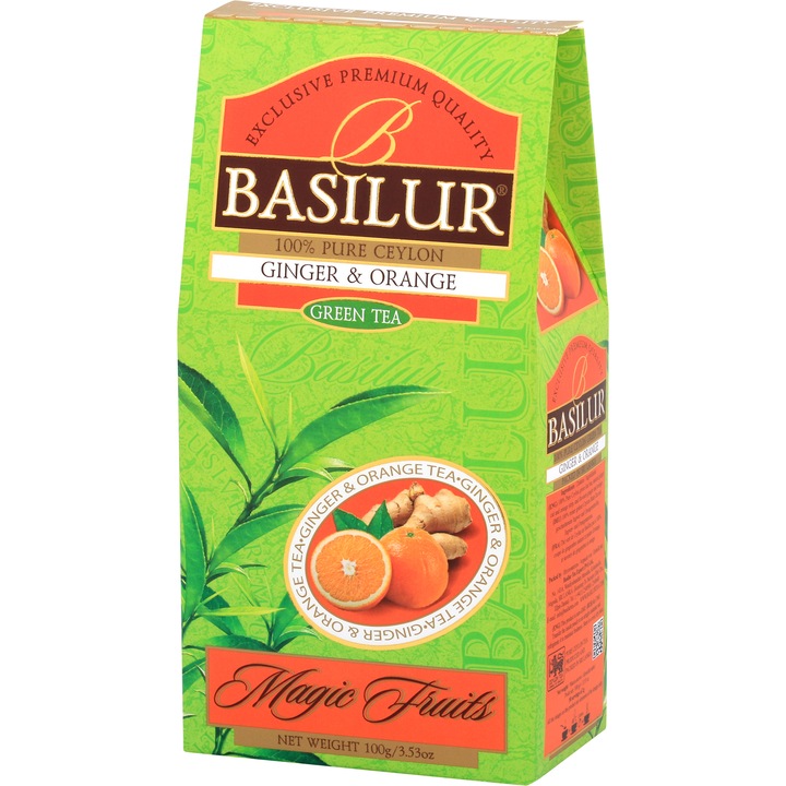 Basilur Magic Fruits gyömbér-narancs szálas zöld tea, 100 g