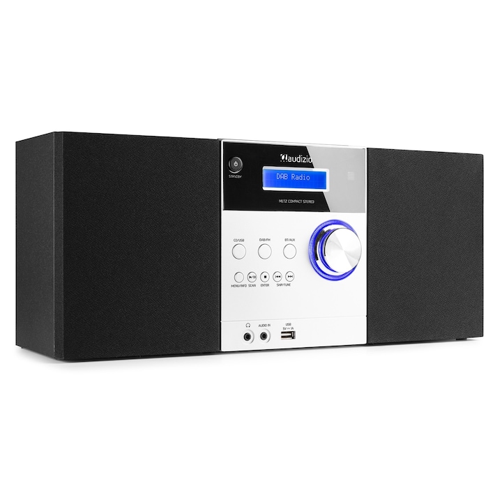 Microsistem Hi-Fi stereo, 30W, Bluetooth/CD/MP3/USB/DAB+, aluminiu, Audizio METZ