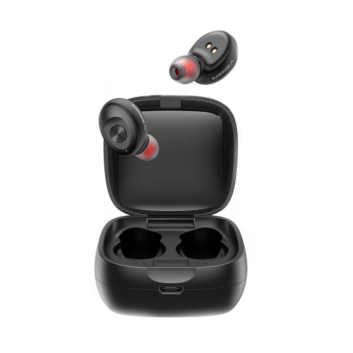 Bluetooth слушалки Veger XG08, Handsfree, С калъф, Черни