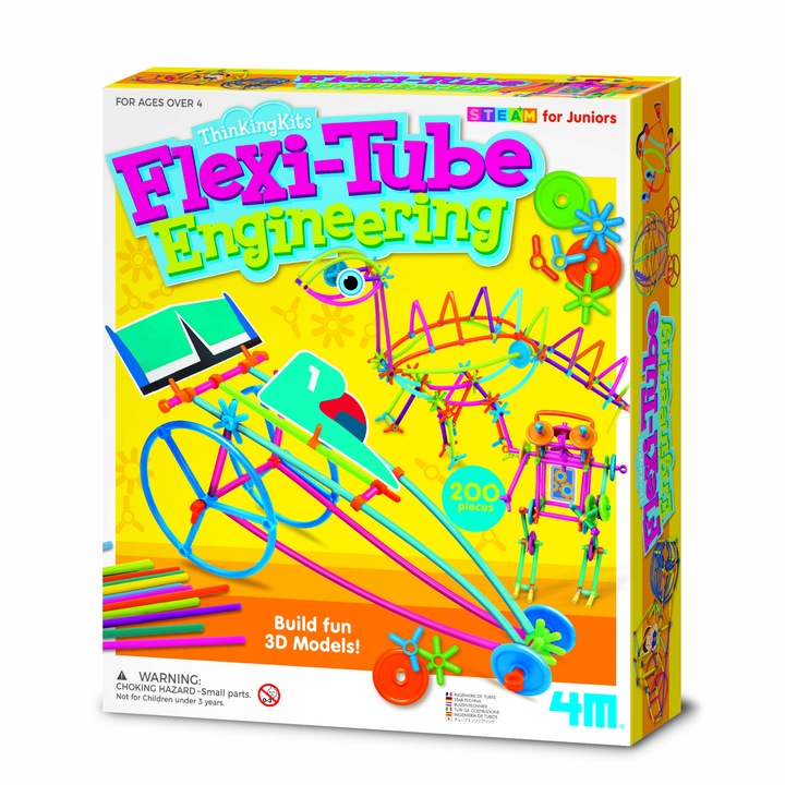 Творчески STEM комплект - FlexiTube, ThinkingKits, пластмаса, 4M, +4 години