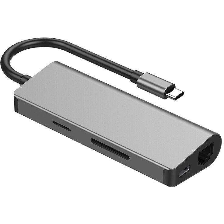 Хъб Gembird A-CM-COMBO5-01, USB-C, 5в1, HDMI, PD, картов четец, LAN ...