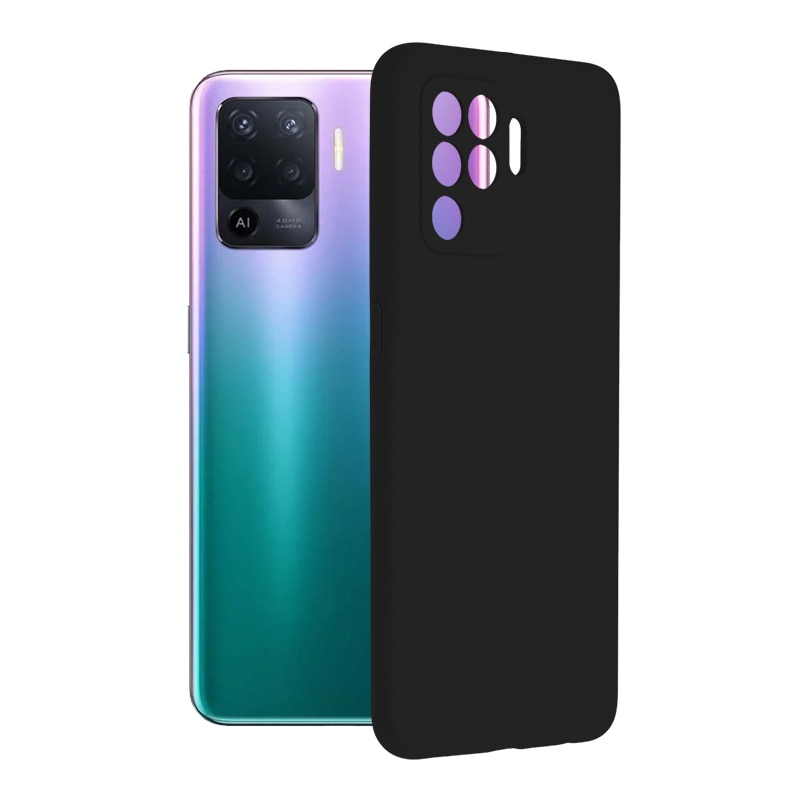 Husa de silicon TPU pentru OPPO Reno 5 Lite / A94 4G / F19 Pro, Interior Microfibra, Ultra Protection, Negru